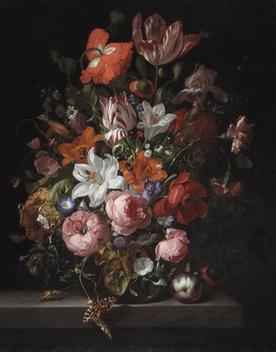 Flowers in a Glass Vase, 1704 by Rachel Ruysch